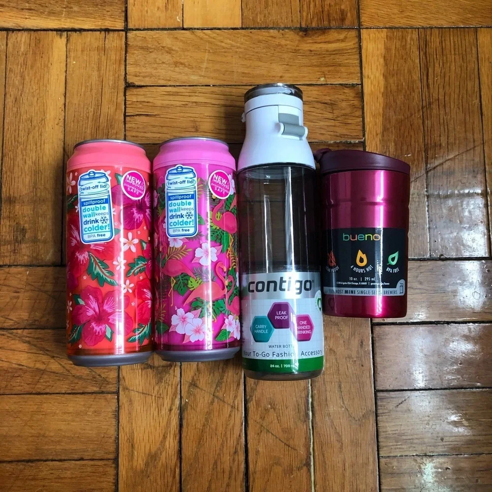 Water bottles and tea & coffee cups